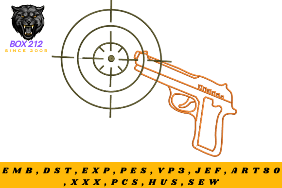 A Bold Pistol Embroidery Design