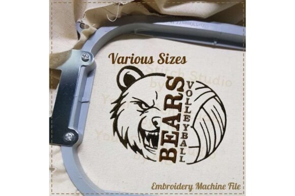 Bears Volleyball Embroidery Design