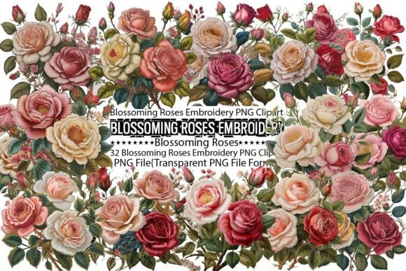 Blossoming Roses Embroidery Sublimation