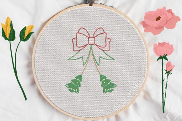Bow Christmas Tree Applique Embroidery