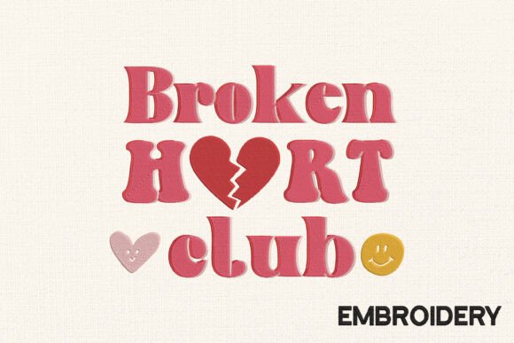 Broken Heart Club Embroidery Design