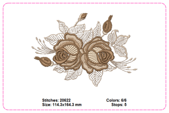 Brown Rose Embroidery Designs