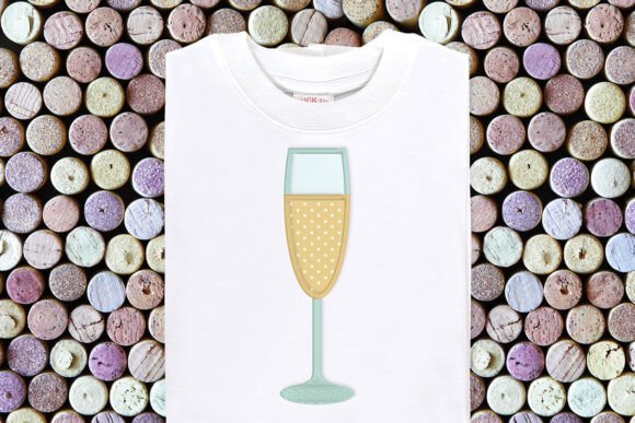 Champagne Flute File Applique Embroidery