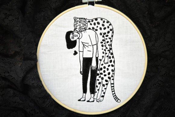 Cheetah and the Girl Machine Embroidery