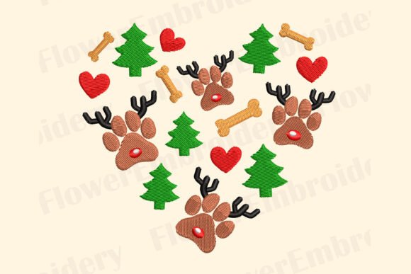 Christmas Dog, Cute Santa Paws Embroidery