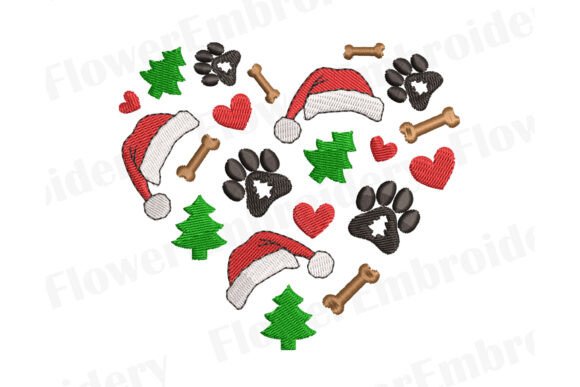 Christmas Dog Embroidery Design