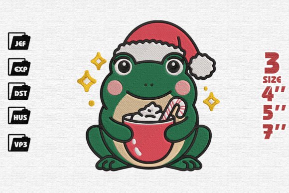 Christmas Festive Frog Embroidery
