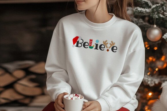 Christmas Symbol Believe Embroidery