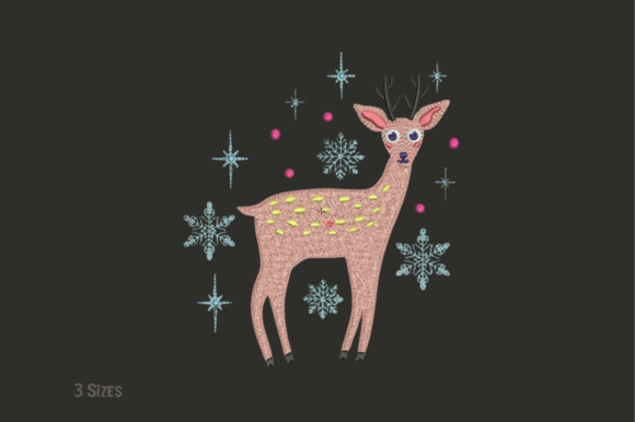 Festive Deer Machine Embroidery Design