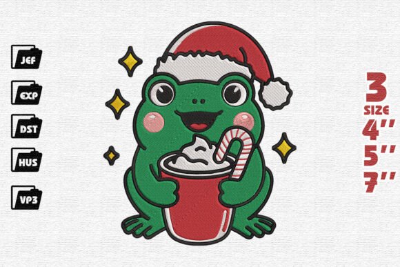 Jolly Jumping Frog Embroidery