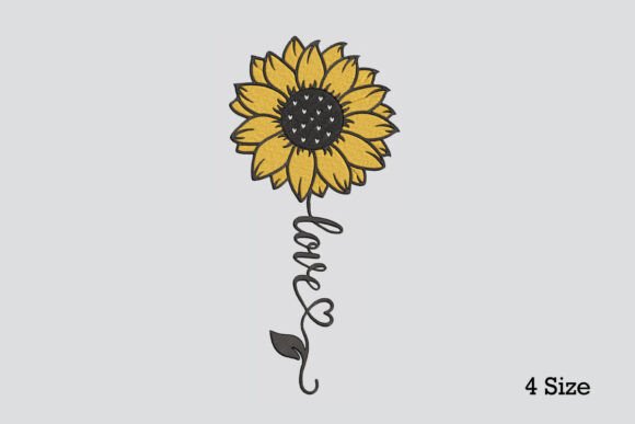 Love Sunflower Embroidery Design