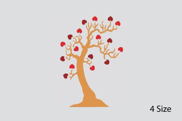 Love Tree Embroidery Design