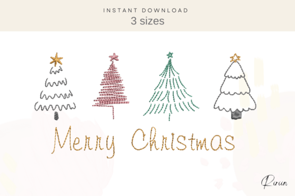Merry Christmas Trees Embroidery Designs