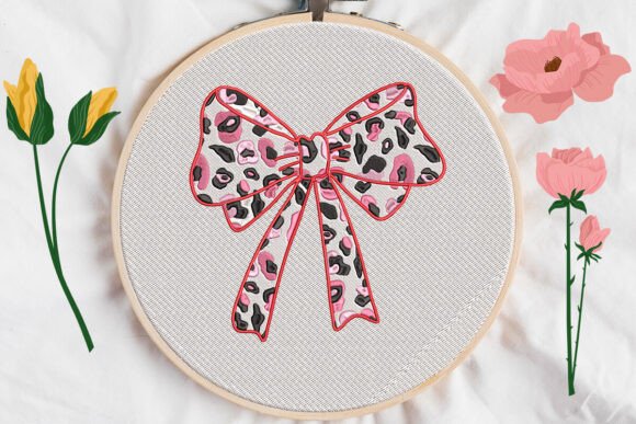 Pink Bow Embroidery
