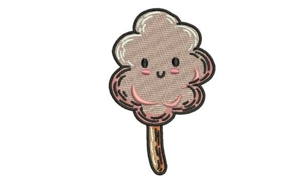 Smiling Pink Cotton Candy Embroidery