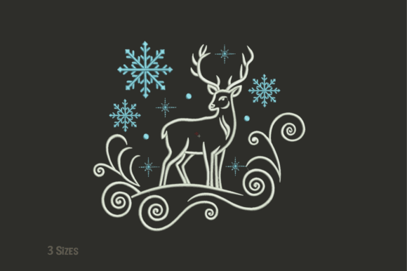 Starry Night Deer Embroidery Pattern